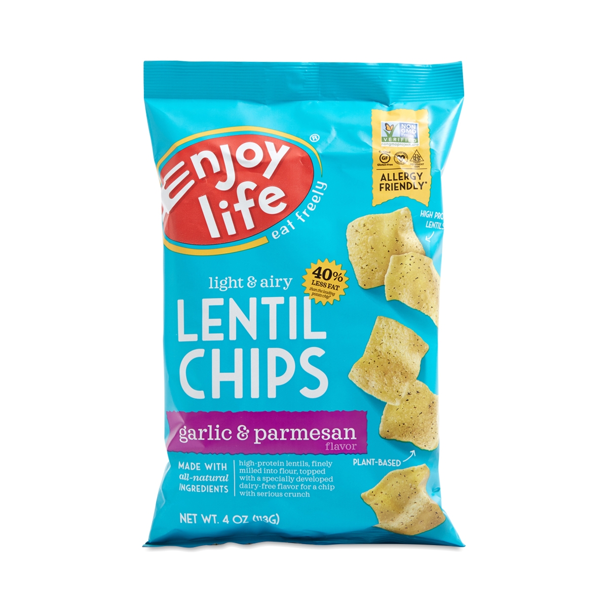 Enjoy Life Lentil Chips Gluten Free Garlic & Parmesan -- 4 Oz