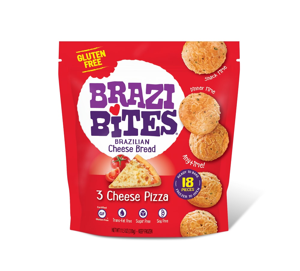 Brazi Bites Brazilian 3 Cheese Bread Pizza Keep Frozen Bag