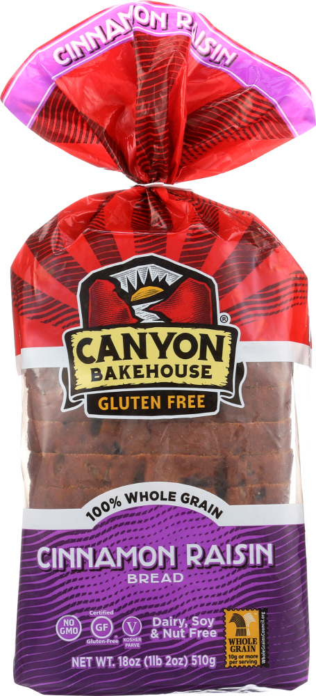 Canyon Bakehouse Gluten Free 100% Whole Grain Cinnamon Raisin Bread 18 Oz. Bag