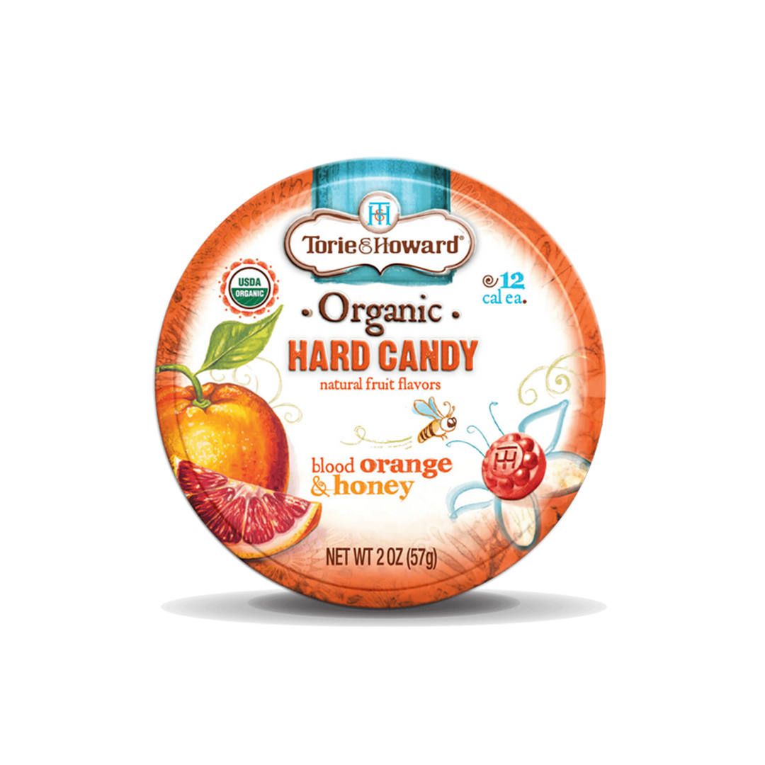 Torie & Howard Organic Hard Candy Tin, Blood Orange Honey, 2 Ounce