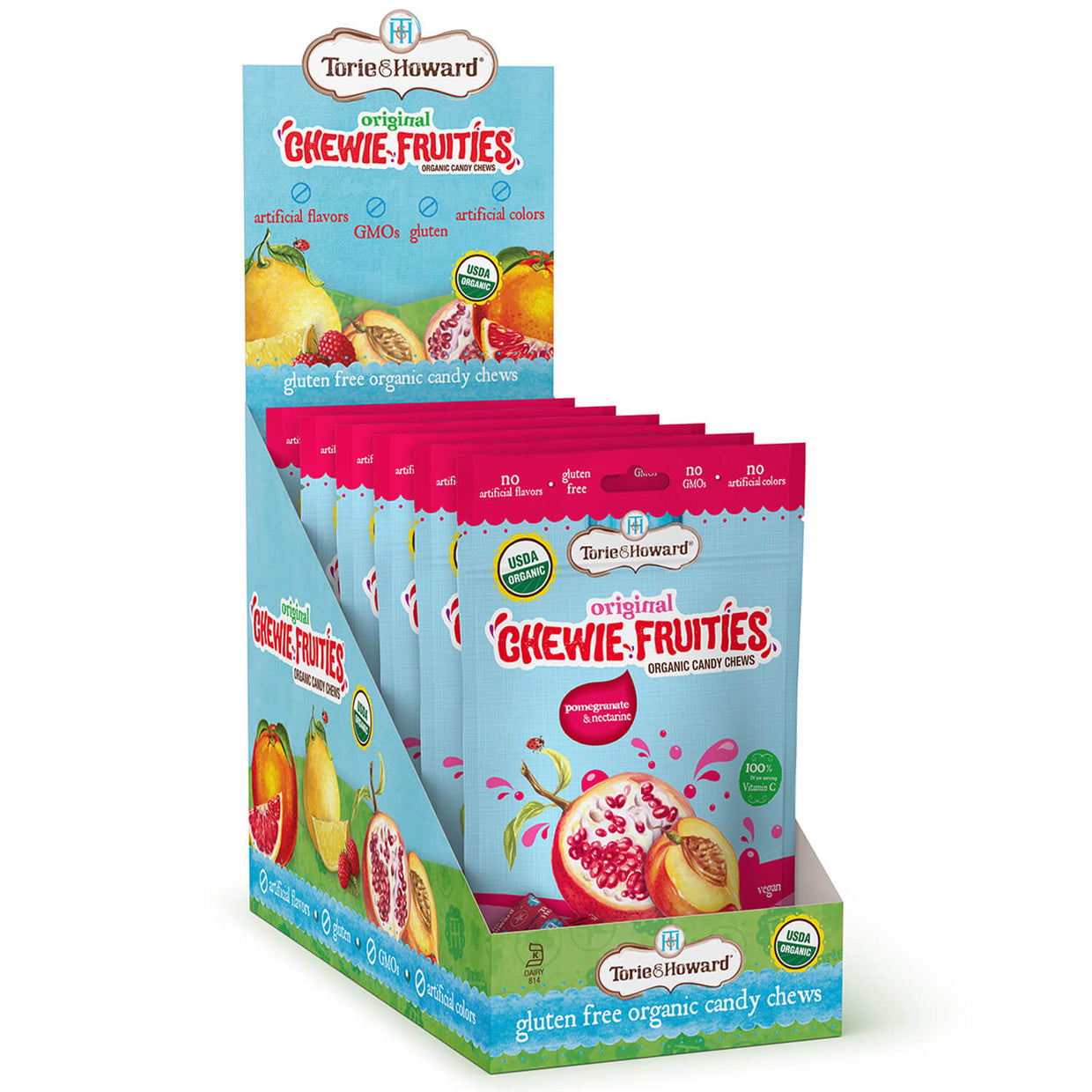 Torie & Howard Original Chewie Fruities Pomegranate Nectarine Organic Candy Chews 4.0 Oz