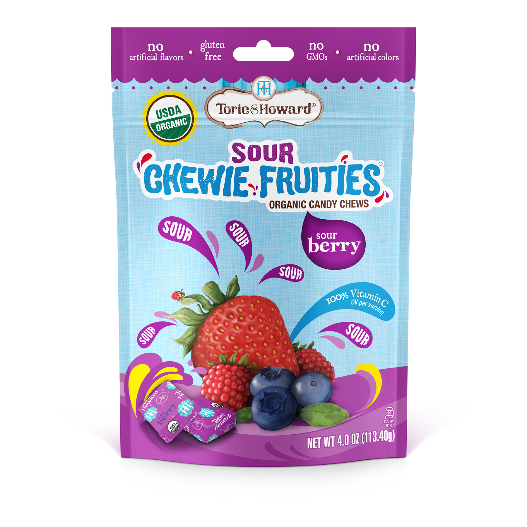 Torie & Howard Chewie Fruities Organic Sour Berry Candy Chews