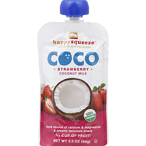 Happy Squeeze Coconut Milk, Strawberry