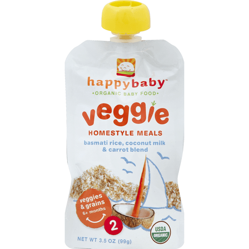 Happy Baby Stage 2 Pouch Foods Basmati Rice Coconut Milk & Carrot