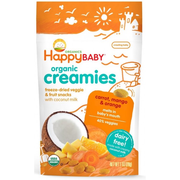 Happy Baby Creamies Veggie & Fruit Snacks, Carrot, Mango & Orange 1 Oz