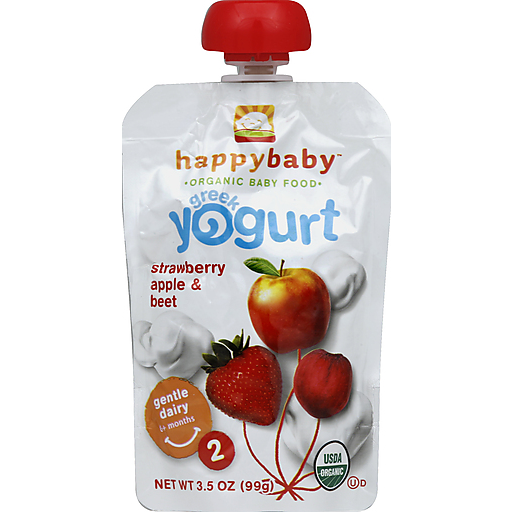 Happy Baby Greek Yogurt Strawberry, Apple & Beet Organic Food - 3.5 Oz