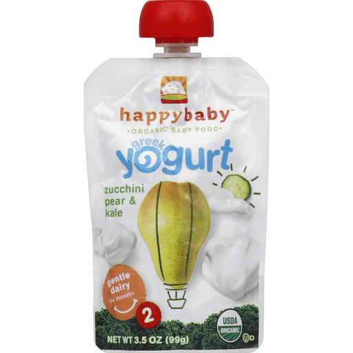 Happy Baby Yogurt, Greek, Organic, Stage 2, Zucchini Pear & Kale, 6+ Months
