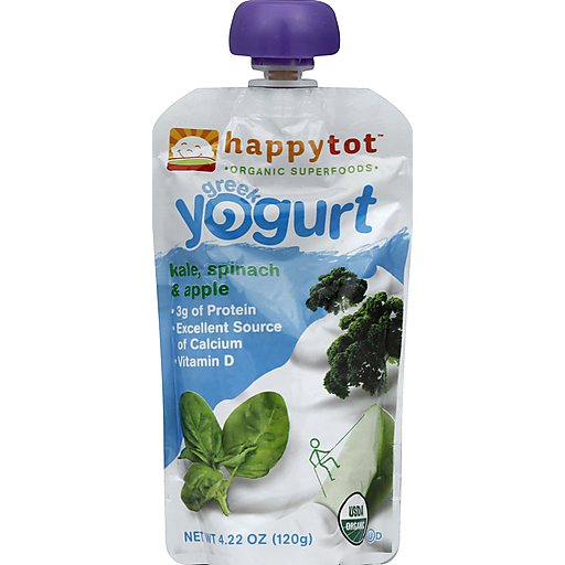 Happy Tot Yogurt, Greek, Kale, Spinach & Apple 4.22 Oz