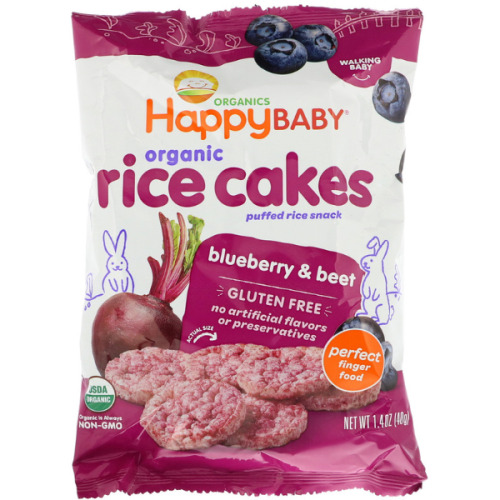 Happy Baby Rice Cakes, Organic, Blueberry & Beet 1.4 Oz