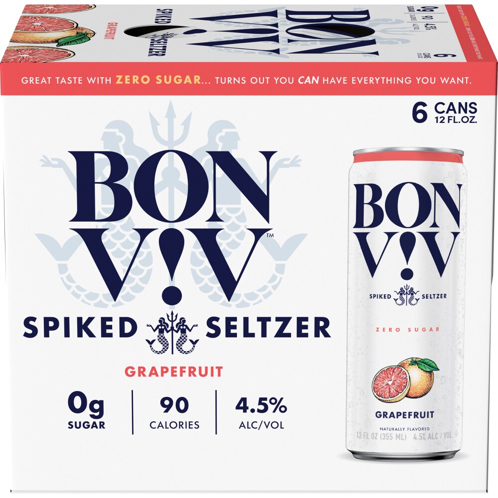 Bon Viv V!V Spiked Seltzer Grapefruit, 6 Pack 12 Fl. Oz. Cans