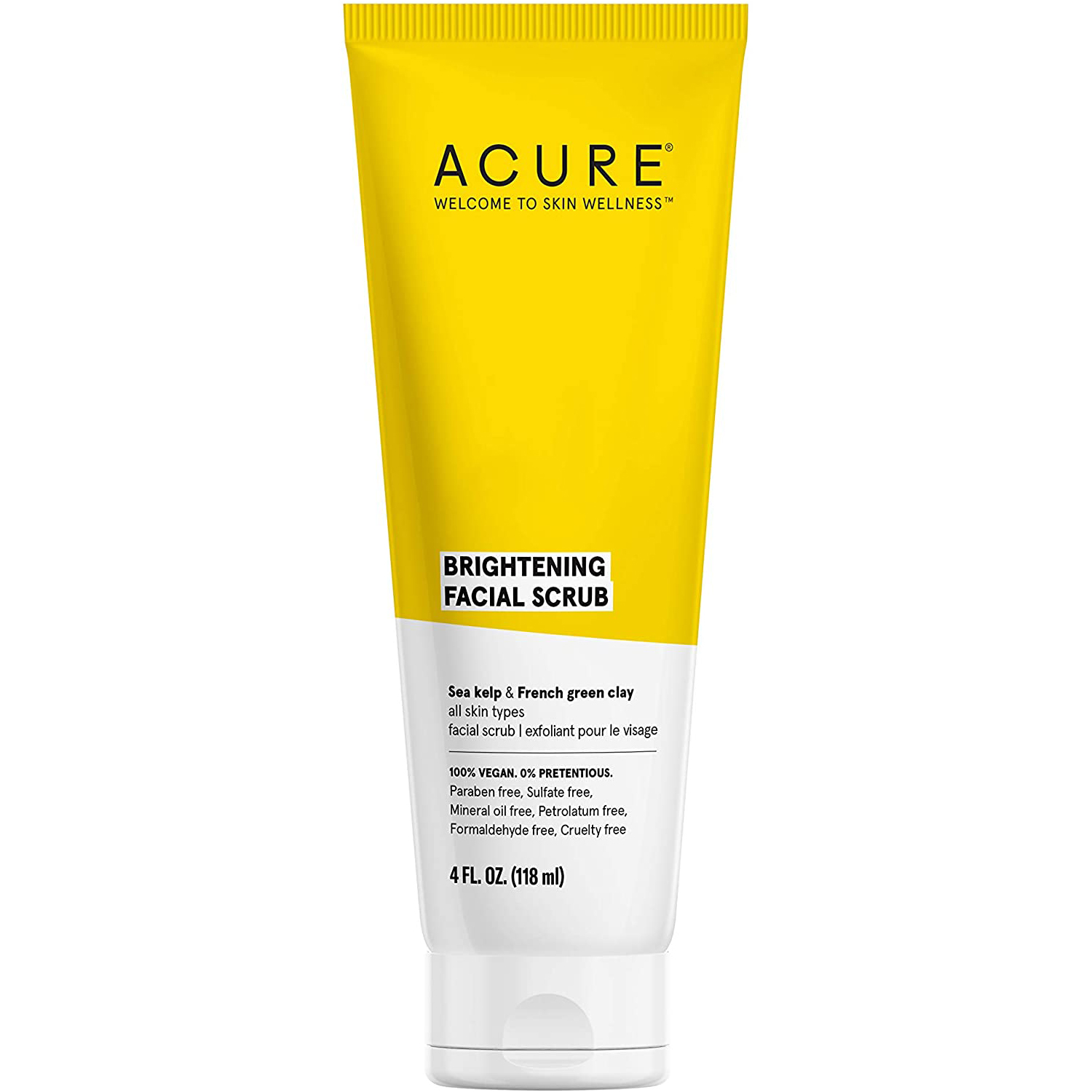 Acure Brightening Facial Scrub - Argan Extract And Chlorella - 4 FL Oz