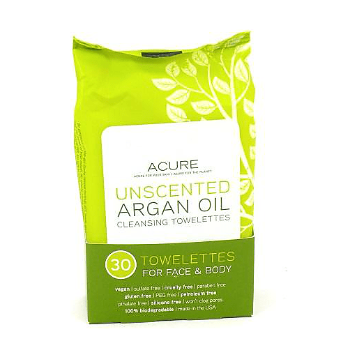 Acure Cleansing Towelettes, Fragrance Free, Argan Oil, For Face + Body