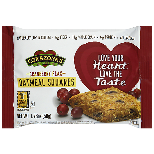 Corazonas Oatmeal Squares, Cranberry Flax 1.76 Oz