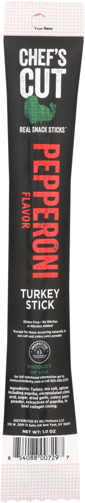 Chef's Cut Real Jerky Co. Turkey Stick Pepperoni Snack, 1 Oz