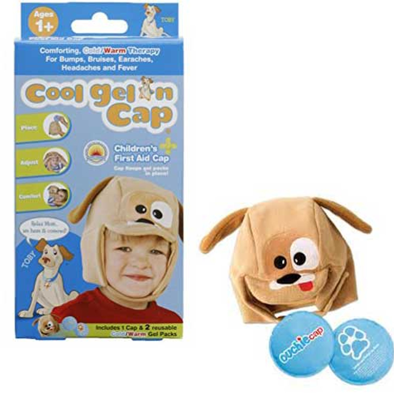 Every Day Select LLC CGC101TOBY - Cool Gel N Cap Kids Ice And Heat Packs With First Aid Cap, Toby The Puppy