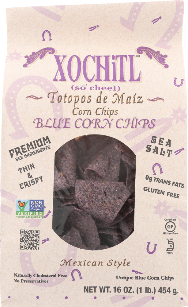 Xochitl Blue Corn Chips, Organic, Mexican Style, Sea Salt 16 Oz