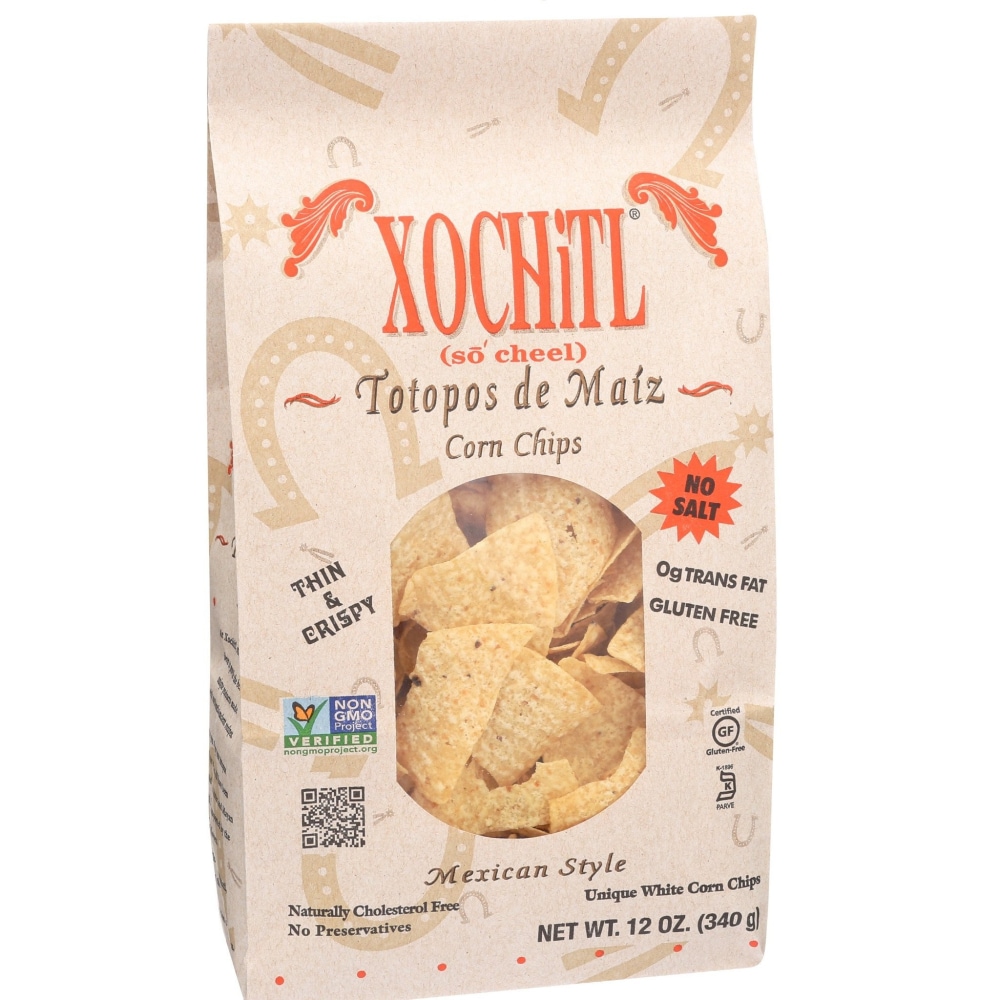 Xochitl Mexican Style No Salt White Corn Chips, 12 Oz