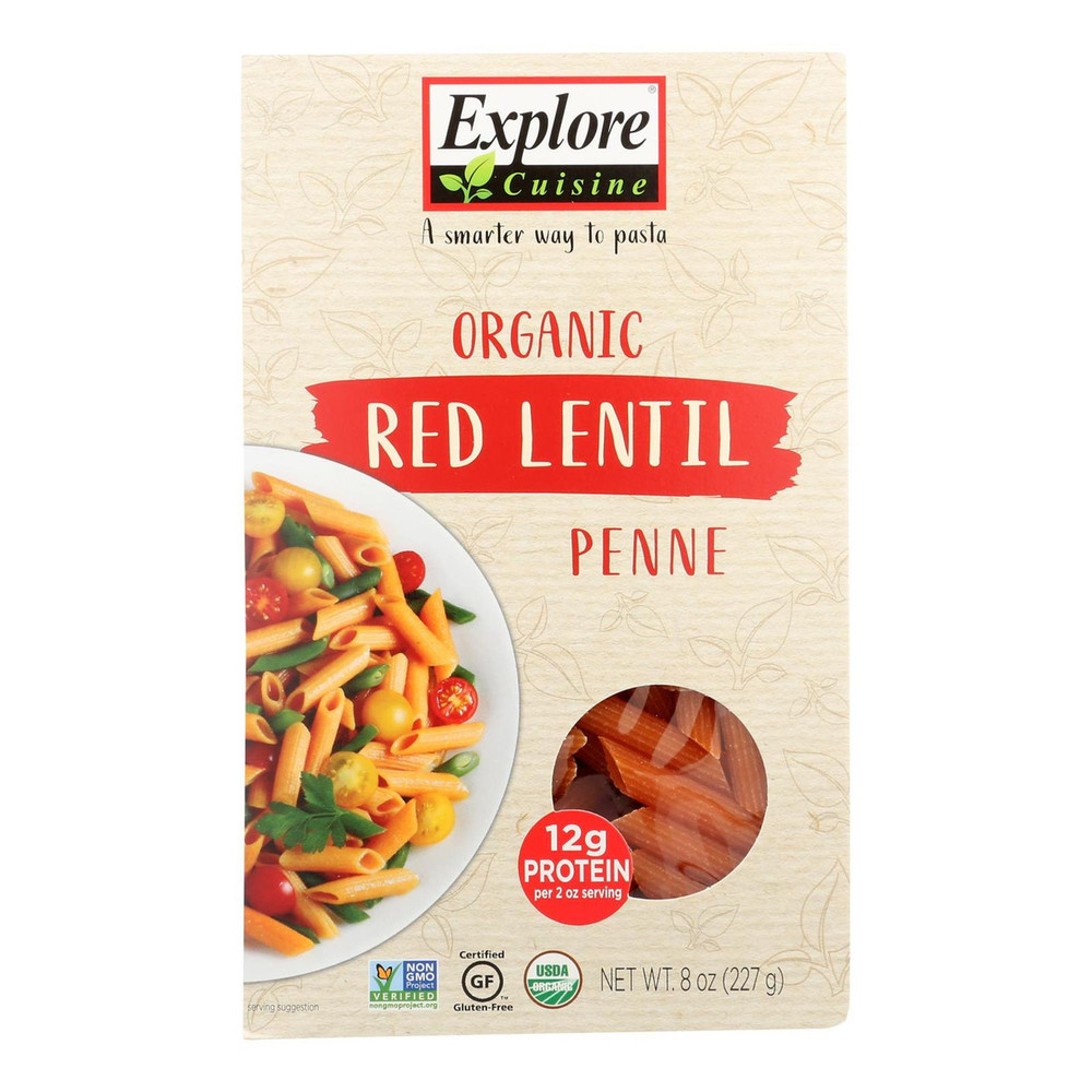 Explore Cuisine Organic Red Lentil Penne Pasta, 8 Oz, 8 Ounce
