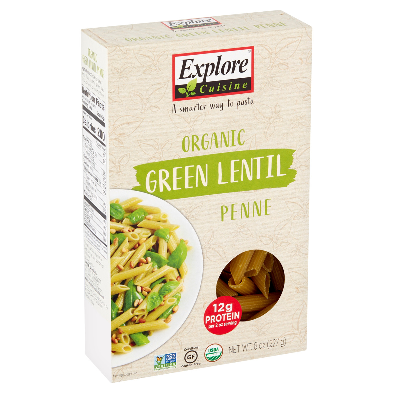 Explore Cuisine Organic Green Lentil Penne Pasta, 8 Oz