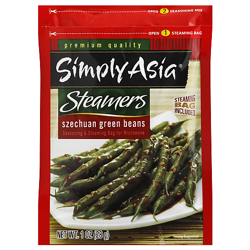 Simply Asia Steamers Seasoning & Steaming Bag, Mild, Szechuan Green Beans