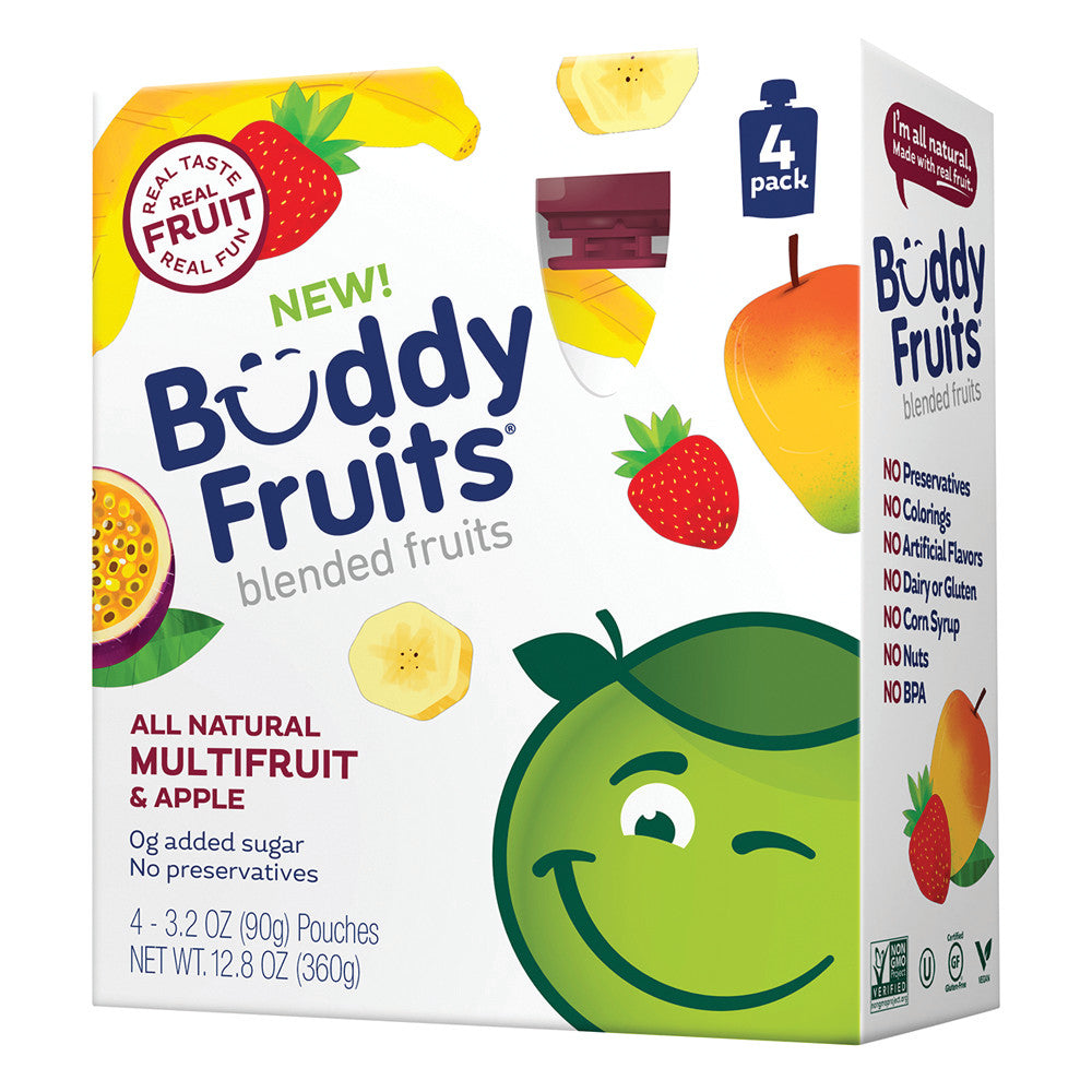 Buddy Fruits Multifruit & Apple Blended 4 3.2 Oz Pouches