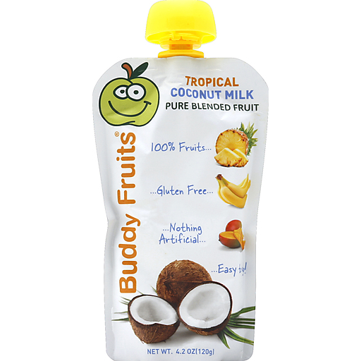 Buddy Fruits Blended Fruit, Pure, Tropical Coconut Milk 4.2 Oz