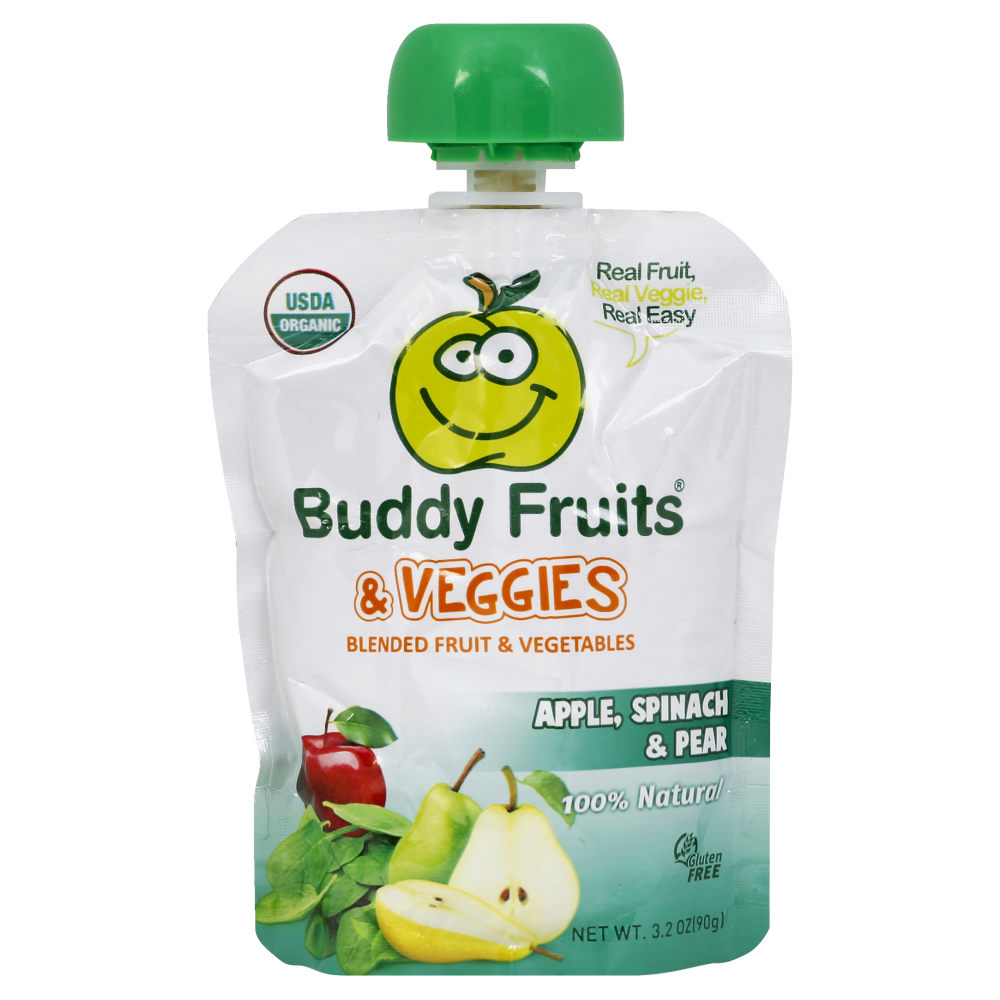 Buddy Fruits Veggies Blended Fruit & Veggies, Apple, Spinach & Pear
