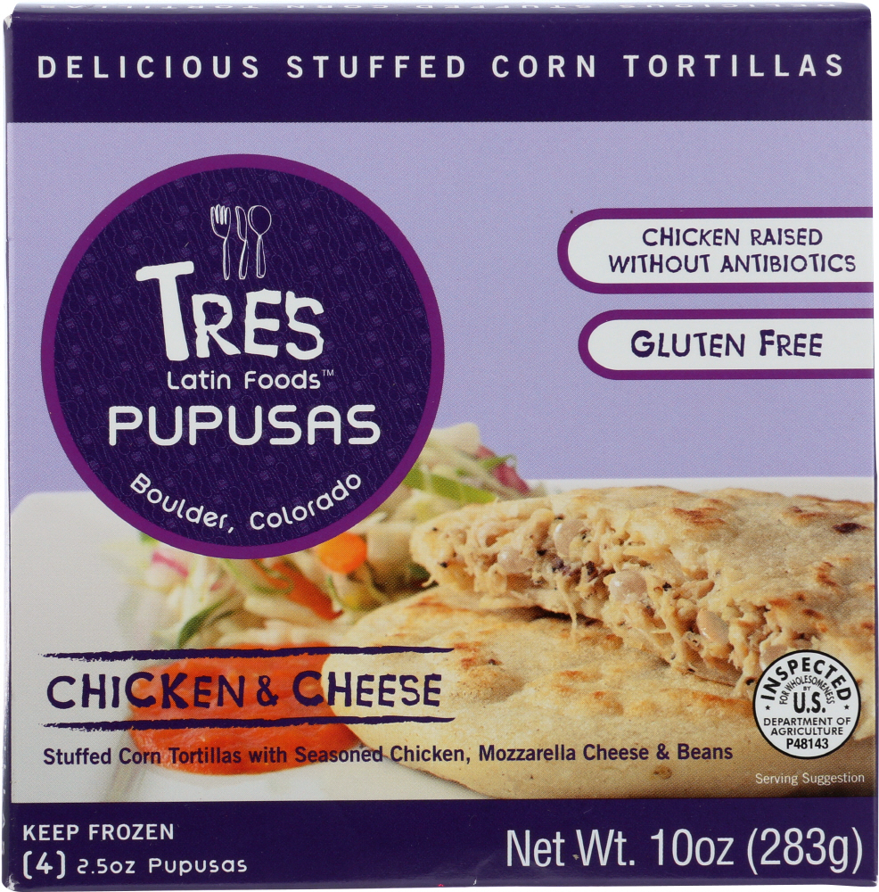 Tres Latin Foods Chicken & Cheese Pupusas, 10 Oz