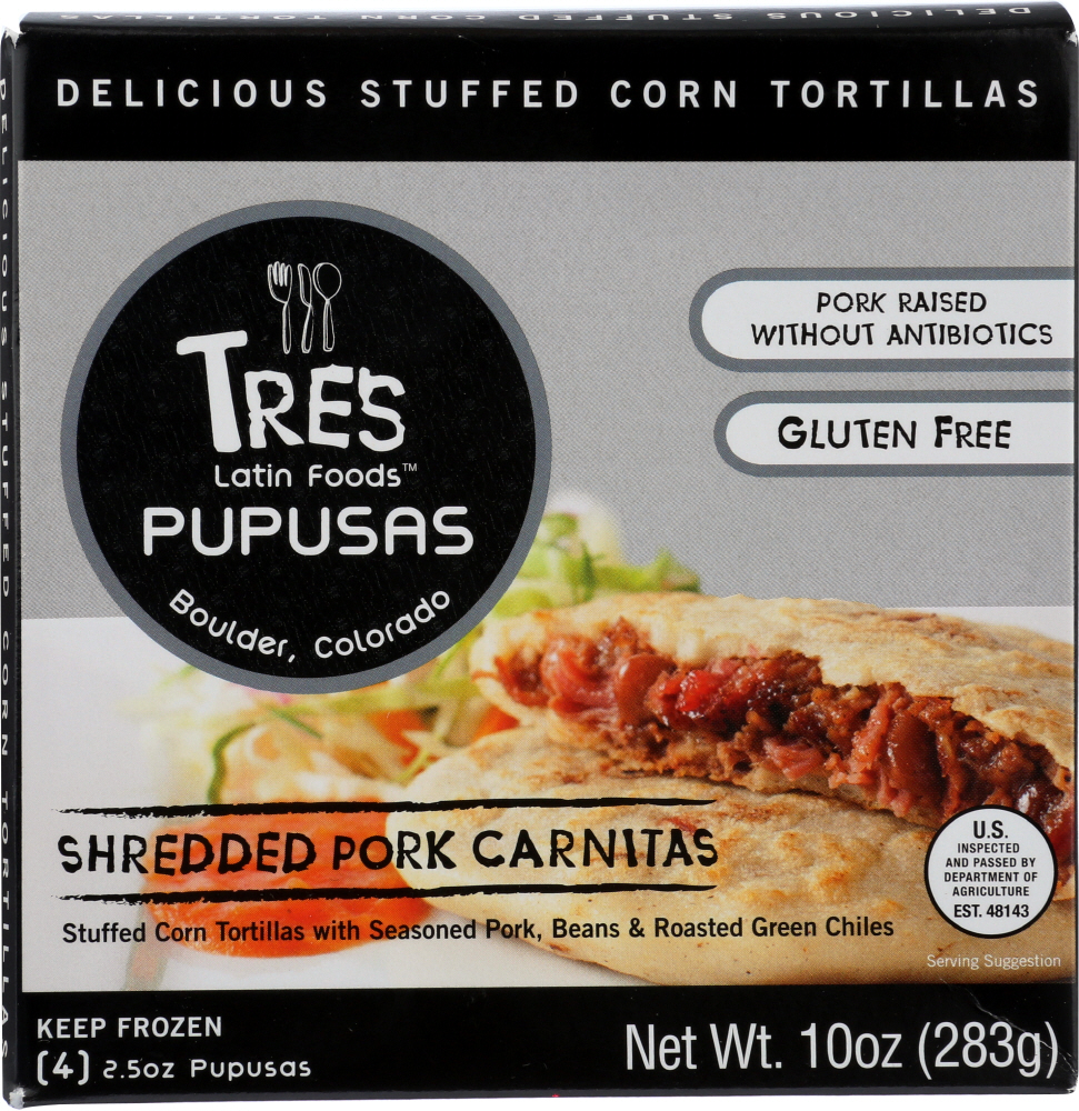 Tre's Latin Foods Pupusas, Shredded Pork Carnitas