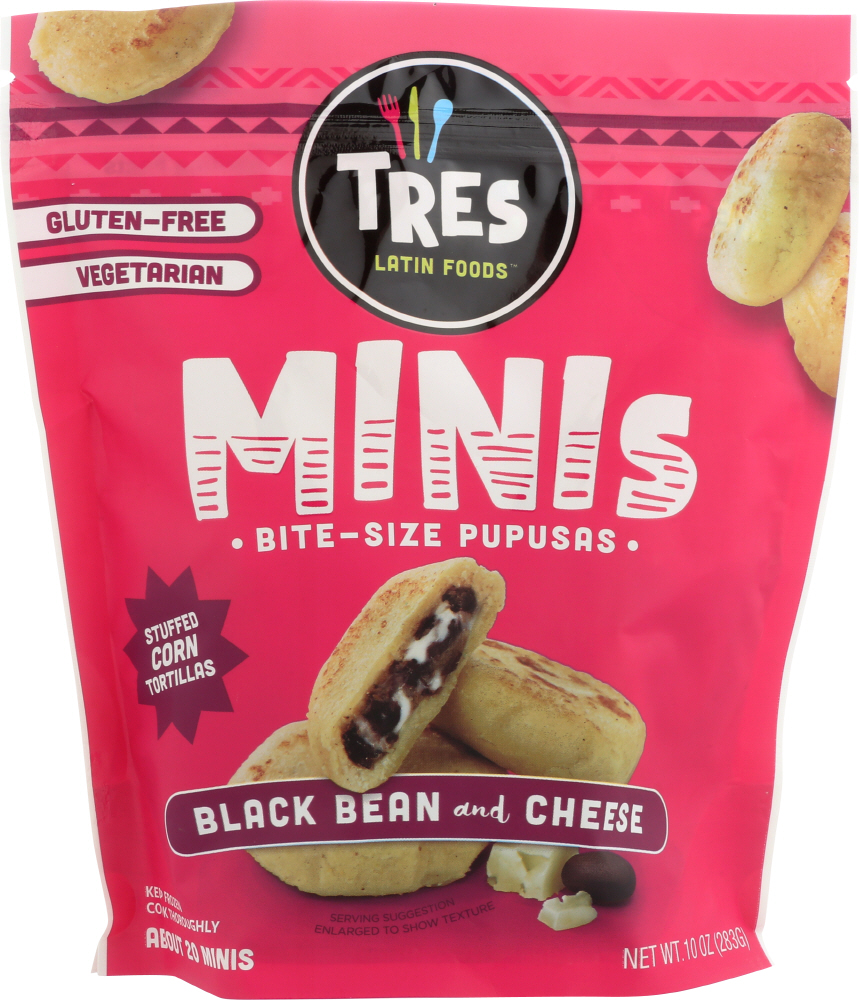 Tres Latin Foods Pupusas, Black Bean And Cheese, Minis 10 Oz