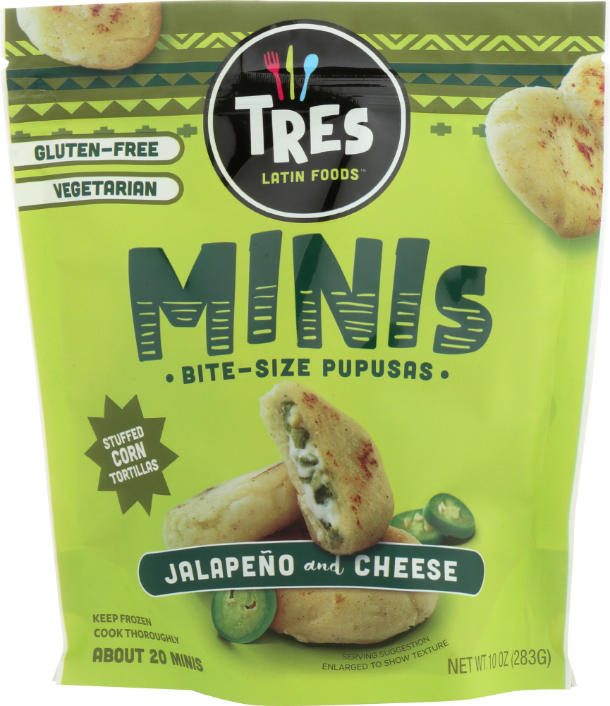 Tres Latin Foods Pupusas, Jalapeno And Cheese, Minis 10 Oz