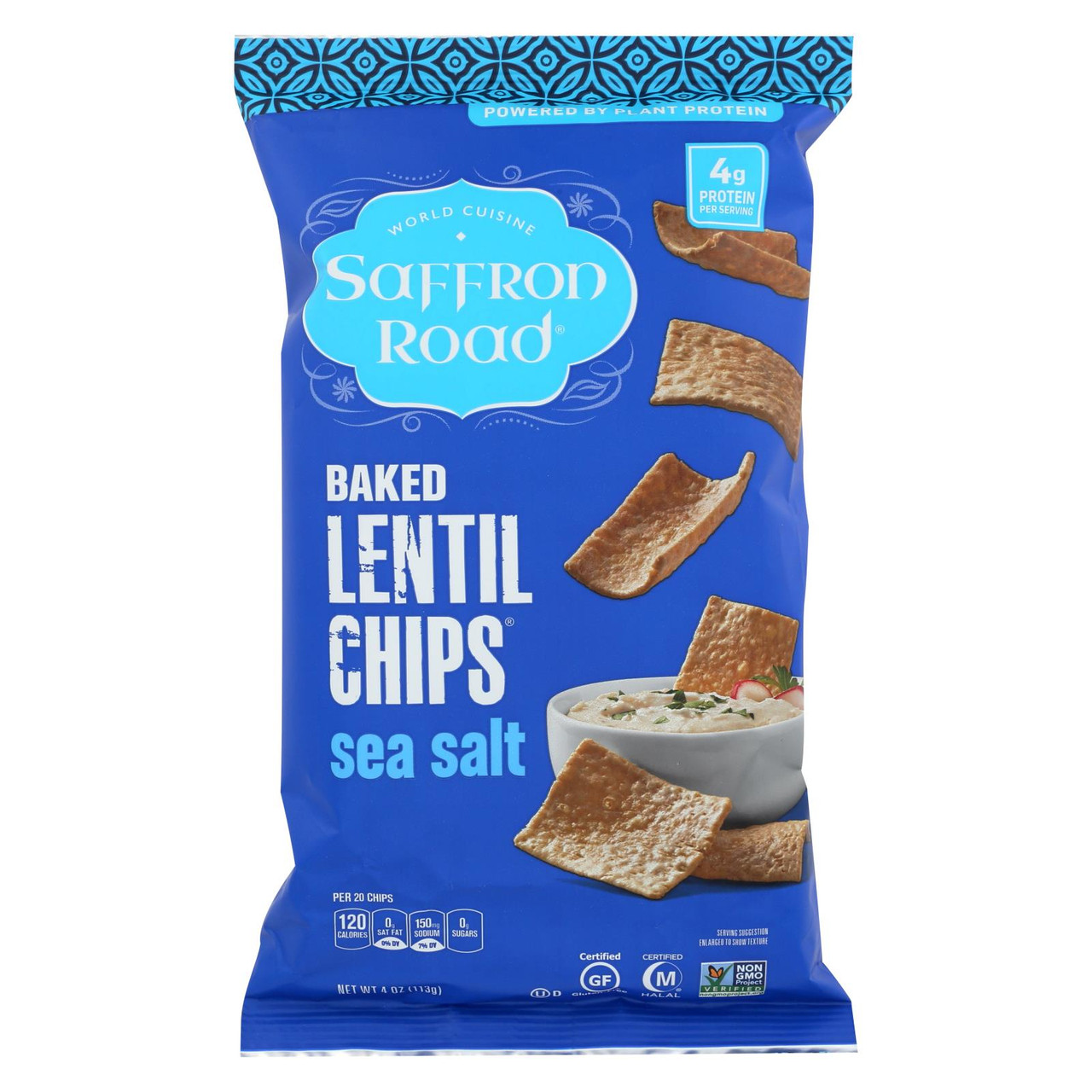 Saffron Road Sea Salt Baked Lentil Chips, 4 Oz