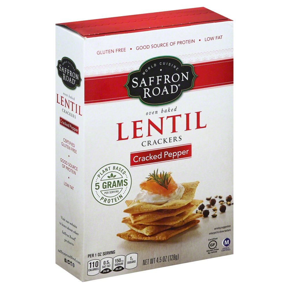 Saffron Road Cracked Pepper Lentil Crackers 4.50 Oz
