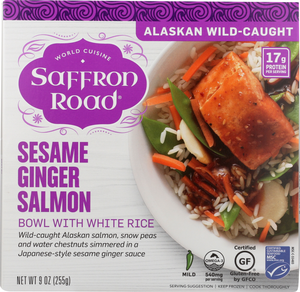 Saffron Road Salmon Bowl, Sesame Ginger, With White Rice, Mild