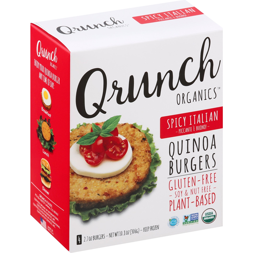 Qrunch Organics Quinoa Burgers, Spicy Italian