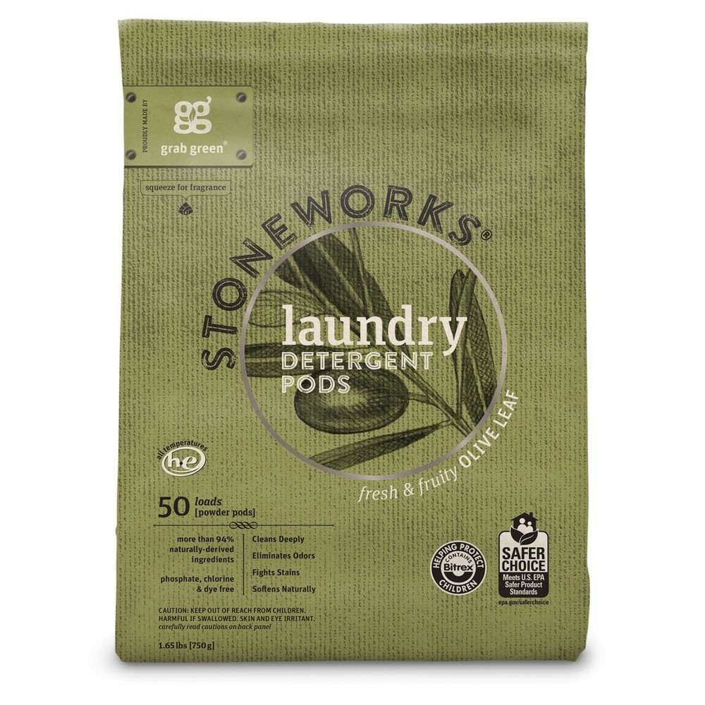 Grab Green Stoneworks Laundry Detergent Pods Olive Leaf 50 Loads