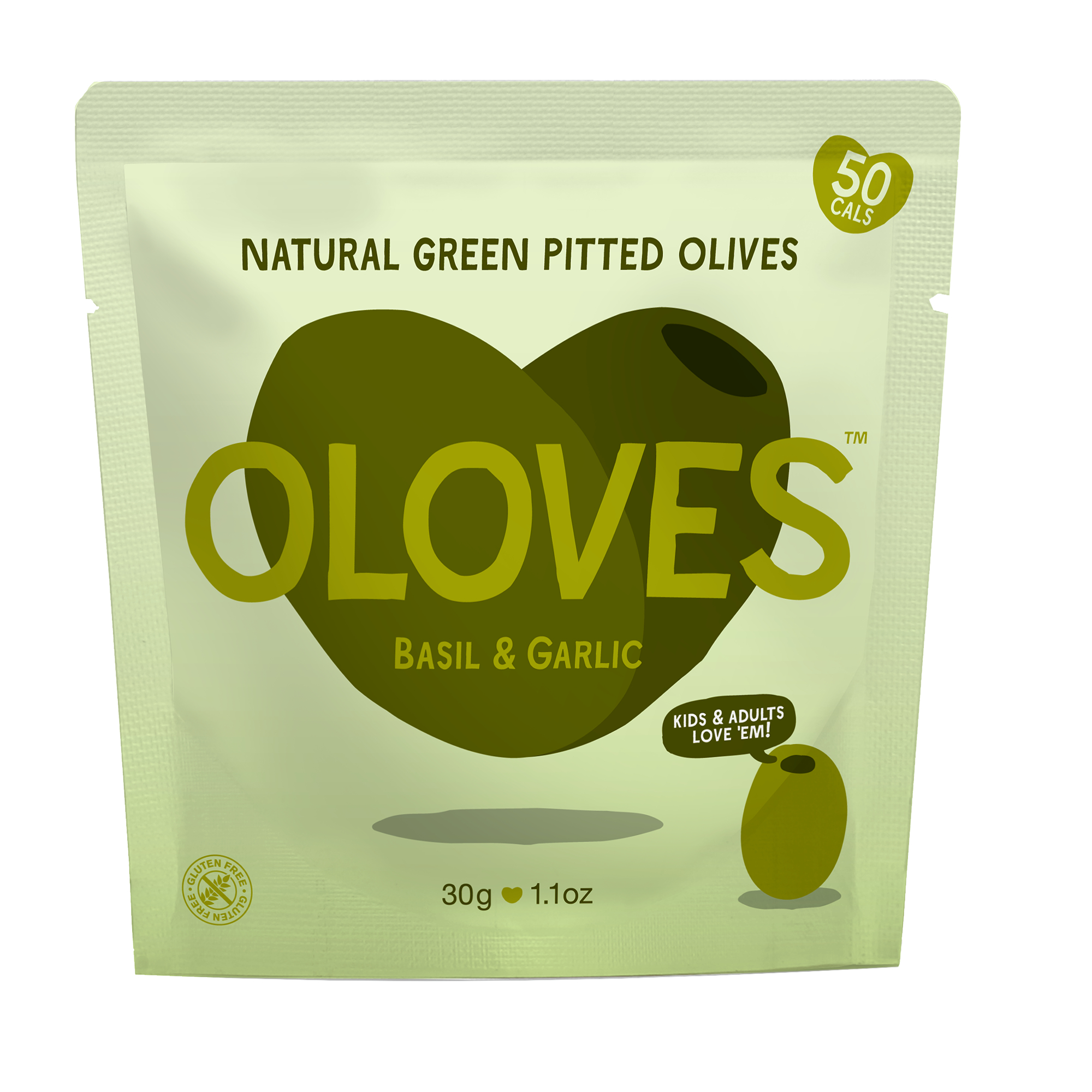 Oloves Basil & Garlic Natural Green Pitted Olives