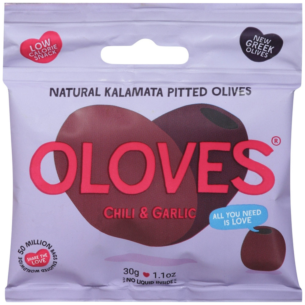 Oloves Black Pitted Olives - Chili And Garlic - Case Of 10 - 1.1 Oz
