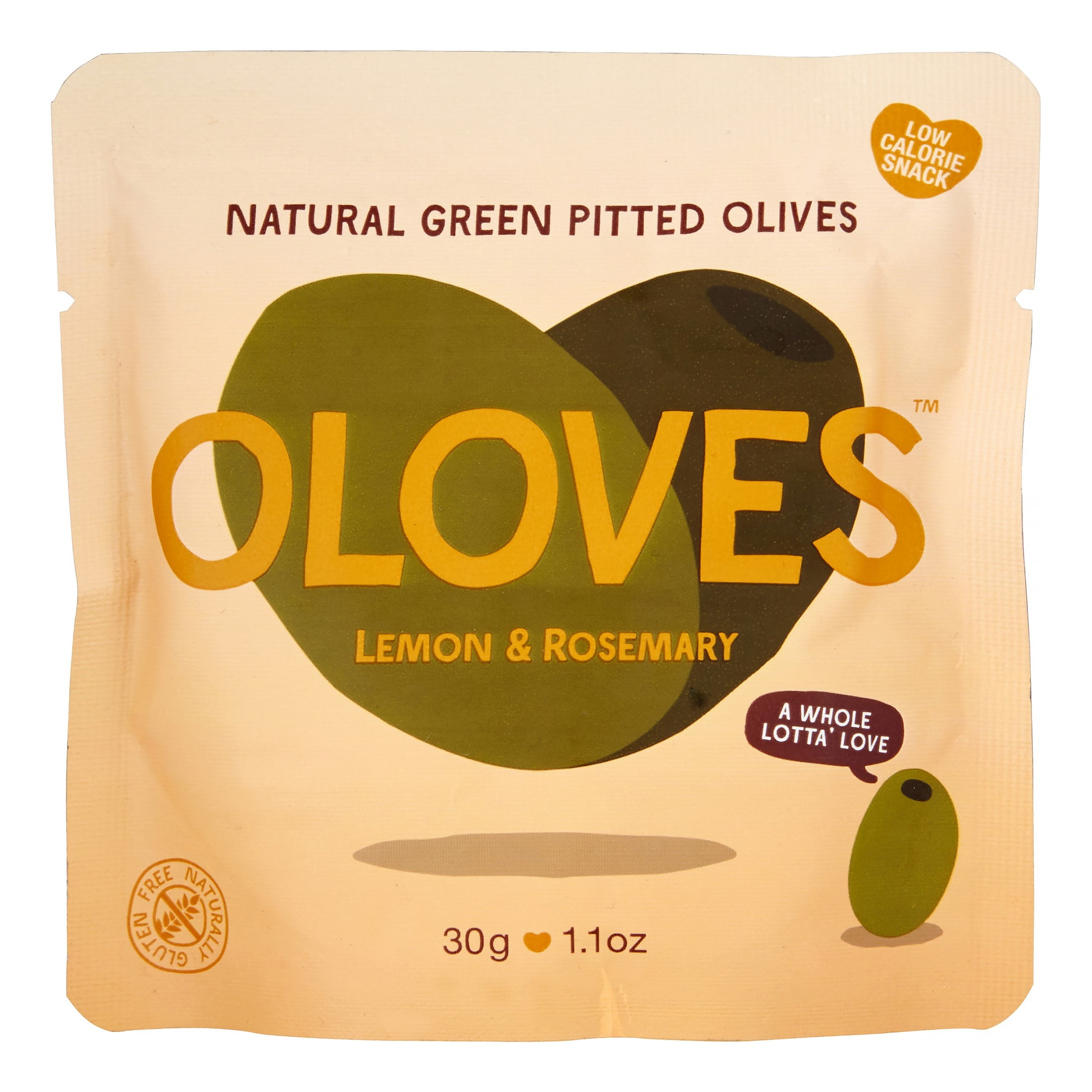 Oloves Green Pitted Olives, Lemon & Rosemary, Natural 1.1 Oz