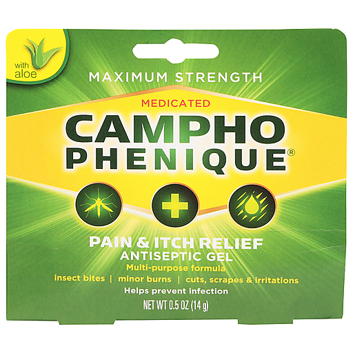 Campho Phenique Pain & Itch Relief, Maximum Strength, Antiseptic Gel 0.5 Oz