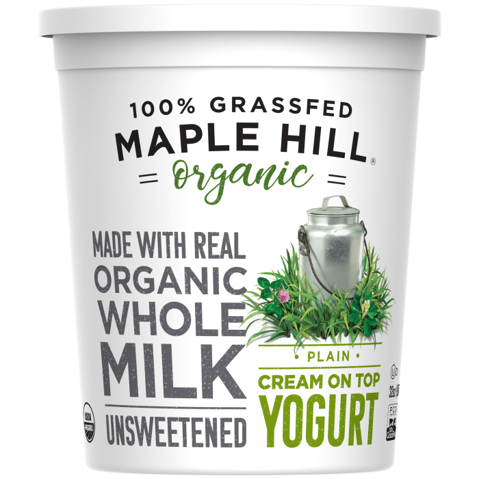 Maple Hill Creamery Yogurt Organic Cream On Top Plain Unsweetened 6/32 OZ [UNFI #1646397] [ebt]