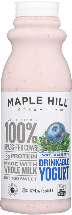 Maple Hill Creamery Yogurt, Drinkable, Wild Blueberry 12 Oz