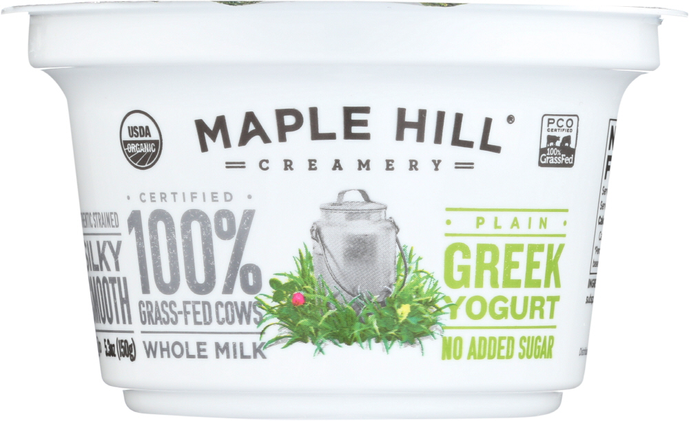Maple Hill Creamery 100% Grass-Fed Organic Plain Greek Yogurt 5.3 Oz