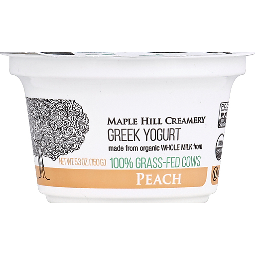 Maple Hill Creamery Yogurt, Greek, Peach 5.3 Oz
