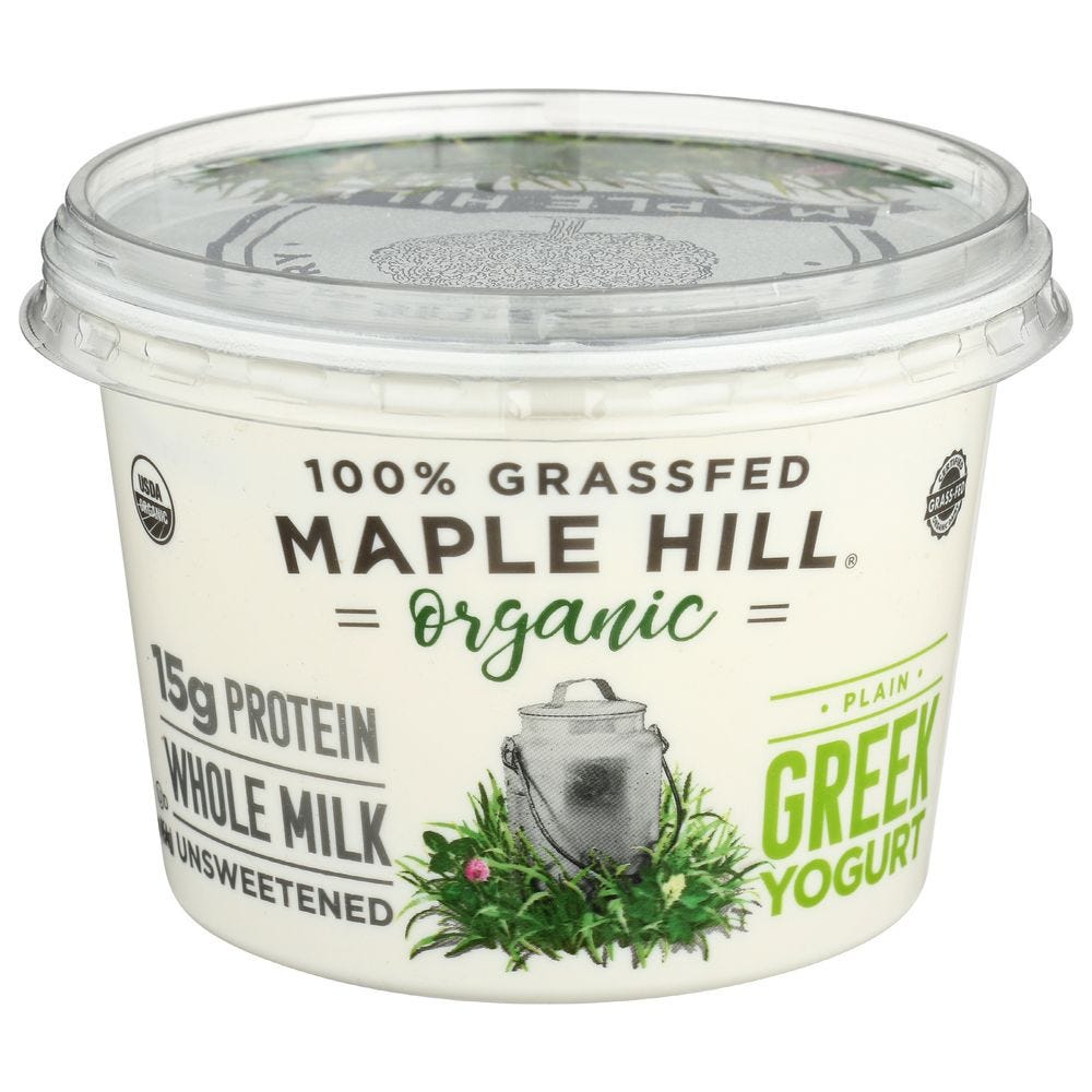Maple Hill Creamery Yogurt, No Sugar Added, Greek, Plain
