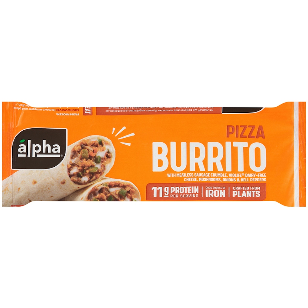 Alpha Foods Burrito, Pizza, Plant Based 5 Oz