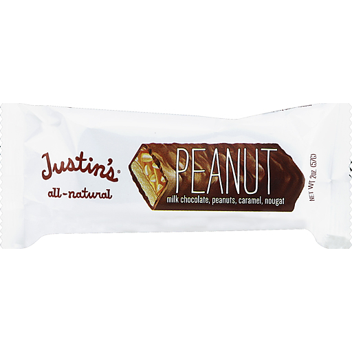 Justins Peanut Milk Chocolate, Peanuts, Caramel, Nougat Bar