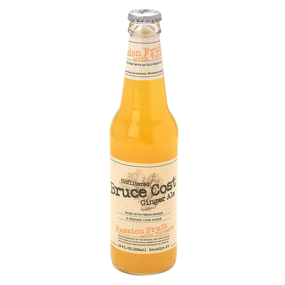 Bruce Cost Ginger Ale, Passion Fruit With Tumeric, Unfiltered