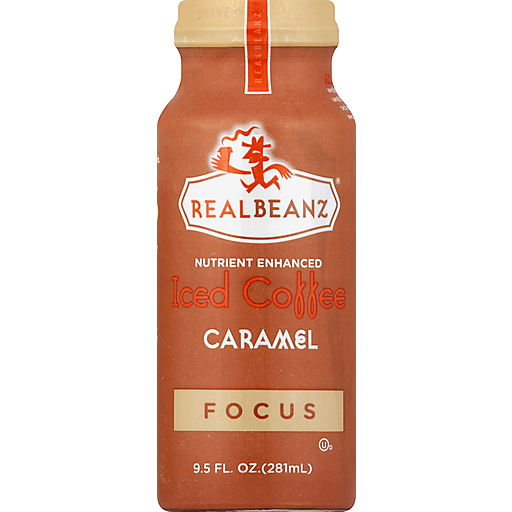 RealBeanz Iced Coffee, Nutrient Enhanced, Focus, Caramel 9.5 Oz