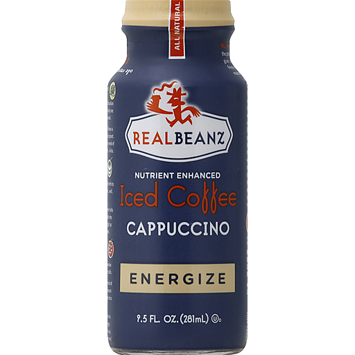 RealBeanz Iced Coffee, Nutrient Enhanced, Energize, Cappuccino 9.5 Oz
